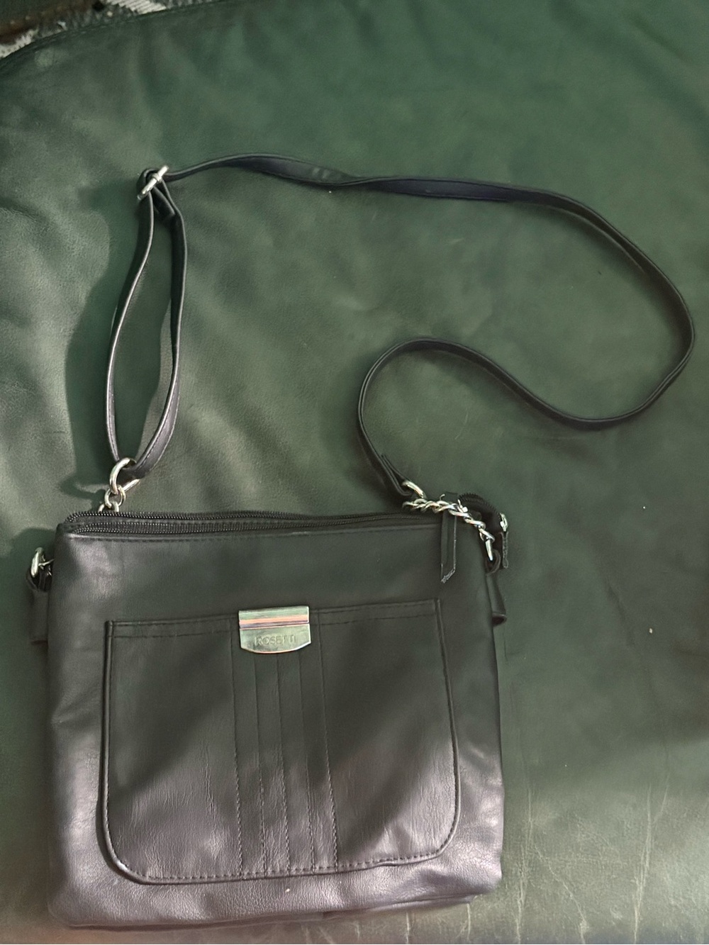 Rosetti Black Leather Shoulder Crossbody Bag